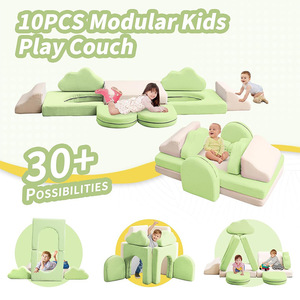 Canapé modulaire pour enfants avec coussins en éponge haute densité pour le jeu et l'assise des enfants, 2 places, construction en tissu - Product Image 5