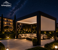 Pergola motorisée Airfun Outdoor, résistante aux intempéries, en aluminium avec revêtement poudré, toit à lames orientables, imperméable, pavillon de patio avec éclairage LED