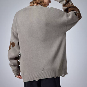 100% Len Tùy Chỉnh Odm Người Đàn Ông Jacquard Đan Áo Len Thời Trang Dạo Phố Áo Thun Cổ Điển Hàng Dệt Kim Crew Cổ Lỏng Phù Hợp Mùa Thu Thoáng Khí - Product Image 3