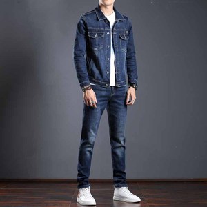 En Gros <span class=keywords><strong>Ensemble</strong></span> de Vêtements Cargo Deux Pièces pour Hommes Style Urbain Costume en <span class=keywords><strong>Jean</strong></span> <span class=keywords><strong>Veste</strong></span> et Pantalon Ensembles en Denim pour Hommes - Product Image 4