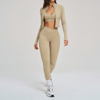 PASUXI Nouvel ensemble de sport pour femme, legging ample, veste zippée avec poche, vêtements de sport respirants, ensemble de yoga 2 pièces