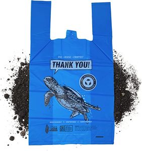Biodegradable Plastic Bags with Handles (100 Count) Made From Corn - Grocery Bags with Handles - <b>Small</b> <b>Compost</b> Bags - Product Image 1