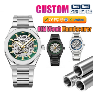 Montre mécanique de luxe OEM, acier inoxydable, squelette, résistante à l'eau, style business, analogique, automatique, personnalisée pour homme - Product Image 1
