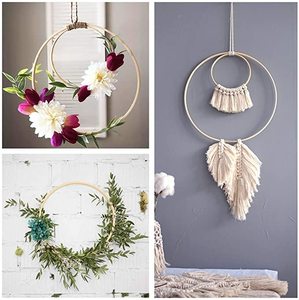 <span class=keywords><strong>Cercle</strong></span> en bois sculpté Tailai, écologique, en bambou, avec motif floral en macramé, anneau pour <span class=keywords><strong>attrape</strong></span>-rêves, décoration de mariage, couronne murale, décoration suspendue - Product Image 5