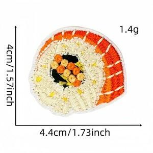 Zalm Sushi Rijst Groente Roll Food Ijzer-Op Geborduurde Milieuvriendelijke Pvc Chenille Stof Badge Patches Voor <span class=keywords><strong>T</strong></span>-Shirts Rugzakken - Product Image 6