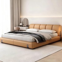 Lit plateforme moderne de luxe rembourré, cadre en bois massif, cuir de qualité supérieure, confort élégant, lit king size pour chambre principale