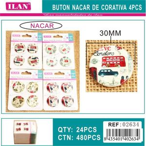 กระดุมมุกตกแต่ง Ilan ขนาด 30 มม. ลายลอนดอน สำหรับงานฝีมือ - Product Image 3