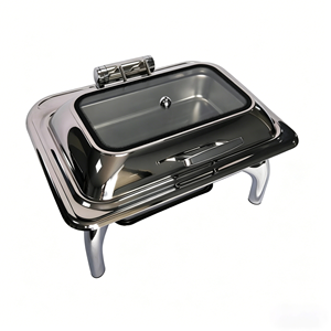FLEY - Recipiente Rectangular de Acero Inoxidable de 9L con Tapa de Vidrio, Calentador de Alimentos para Buffet de Hotel, Suministros para Restaurantes - Product Image 5