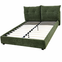 Cadre de lit en tissu rembourré ergonomique de luxe à double coussin, système de lattes en fer renforcé |   Logo personnalisé et support OEM pris en charge