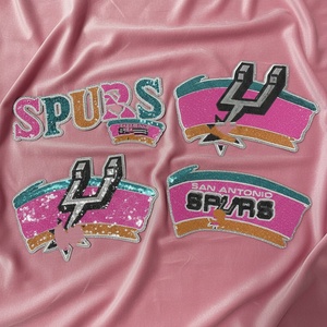 Disponibili Toppe Ricamate Termoadesive Bling Texas di Grandi Dimensioni con Logo della Squadra Antonio Spurs, Toppe con Paillettes per T-shirt e Felpe - Product Image 6