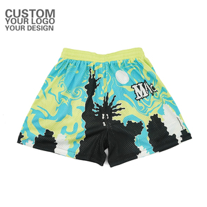 Short en maille imprimé athlétique à coupe ajustée pour l'été en gros, short en maille de course à pied imprimé en polyester avec logo personnalisé - Product Image 6
