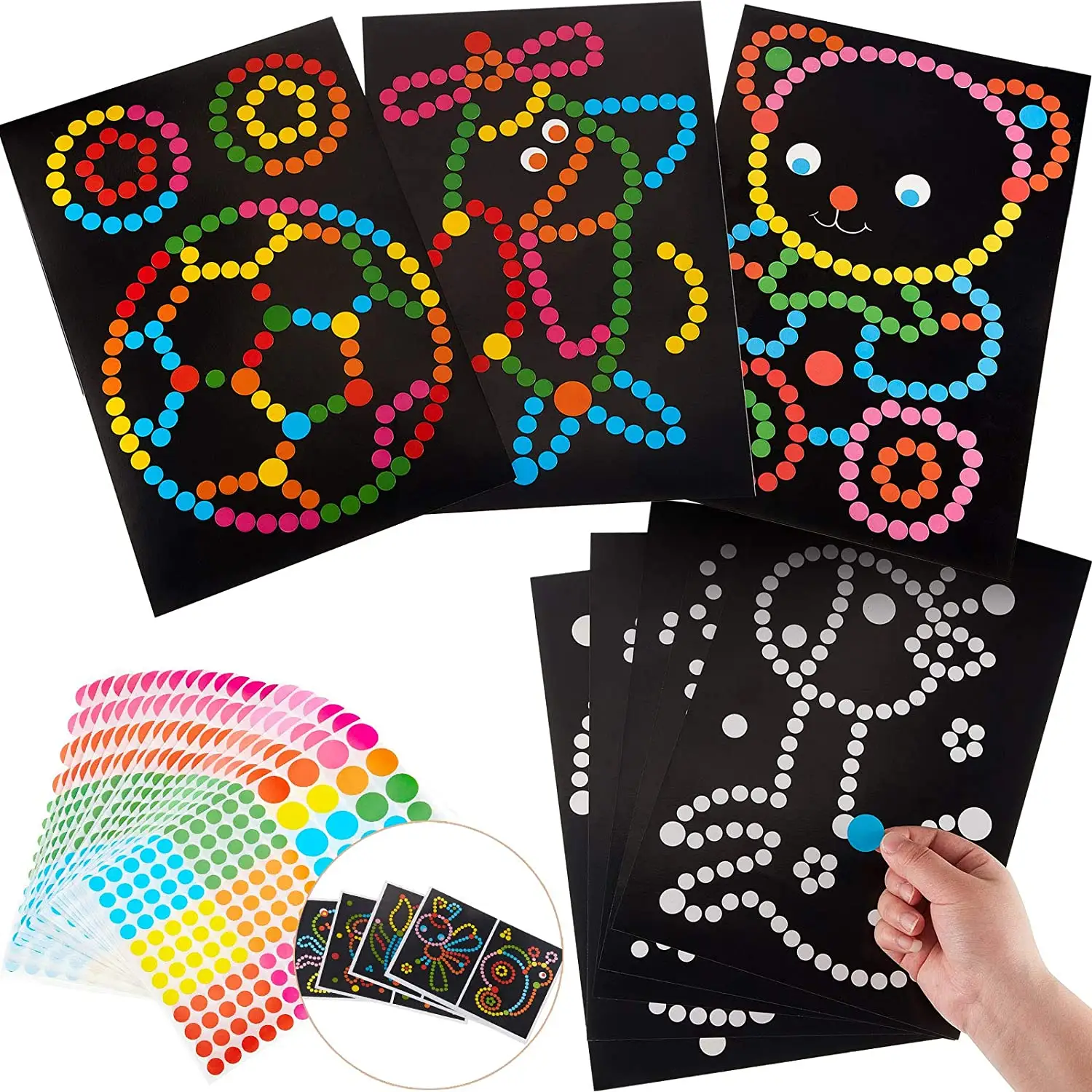 Dotty Sticker Picture Art Decoration Stickers Dot Stickers Assorted Colour Dotty Art Supplies for Kids School Arts and Crafts