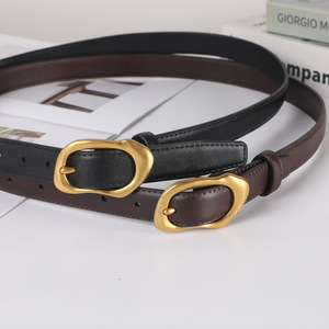 Genuine Leather Tiyo Casual Durable Black <b>Cow</b> Hide D-ring Alloy Buckle Rectangular Solid Pattern Belt - Product Image 2