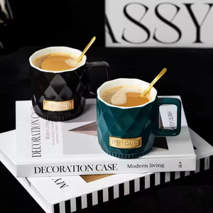 Mug en céramique minimaliste style Instagram avec couvercle et cuillère, 360 ml, compatible lave-vaisselle/micro-ondes, pour fêtes, maison, bureau, café/eau - Product Image 2