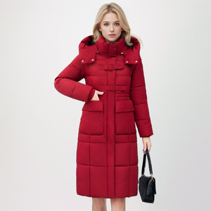 <span class=keywords><strong>Doudoune</strong></span> matelassée en duvet pour <span class=keywords><strong>femme</strong></span>, mi-longue, nouveau style 2024, longueur genou, épaisse, à capuche, tendance et élégante, chaude - Product Image 3