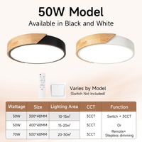 Lámpara de Techo Moderna de Madera, Regulable, 30W 50W 70W, 3CCT, Control Remoto, Redonda, para Dormitorio, Luces LED de Techo