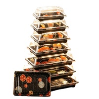 Boîte à sushi jetable en plastique avec couvercle transparent Bingo, bac alimentaire empilable avec couvercle pour emballage de restaurant