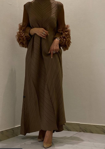 Miyake Đầm nữ thường ngày XẾP LI Chất lượng cao dáng rộng co giãn in ngoại cỡ lớn thời trang phong cách phương Tây cho người lớn mùa xuân - Product Image 3