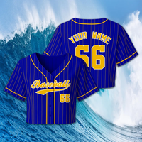 Jersey Baseball Custom Crop dengan Nama dan Nomor yang Dipersonalisasi untuk Wanita dan Anak Perempuan, Atasan Sporty Lengan Pendek Musim Panas, Pilihan Warna Beragam