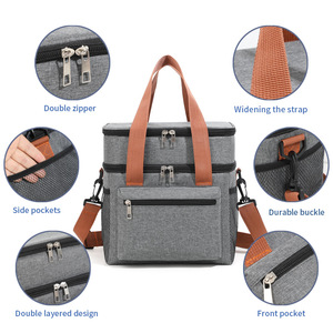 Benutzer definierte 20L isolierte tragbare Kühltasche mit großer Kapazität Doppelschicht-Brotdose Wieder verwendbare wasserdichte Camping-Aufbewahrung im Freien - Product Image 2