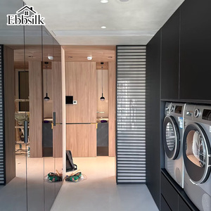 Armoire de buanderie intégrée de luxe sur mesure avec lave-linge <span class=keywords><strong>et</strong></span> sèche-linge, <span class=keywords><strong>bois</strong></span> <span class=keywords><strong>noir</strong></span> haut de gamme pour le rangement de la buanderie - Product Image 6
