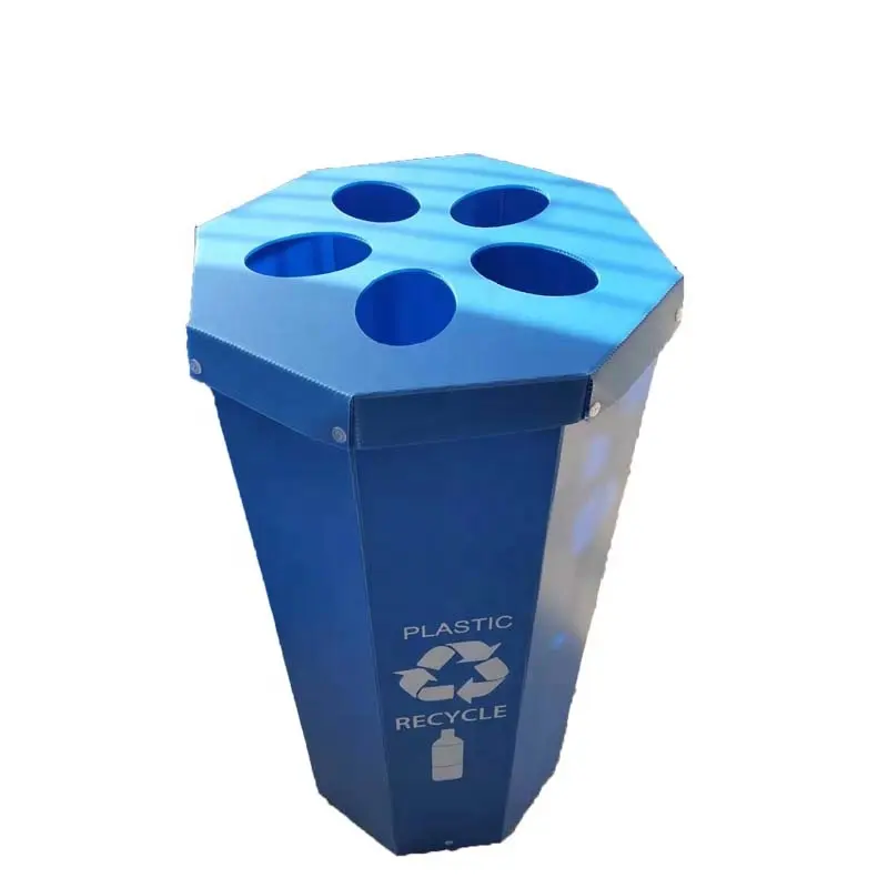 Foldable Waterproof Indoor Custom Biodegradable Corrugated Plastic Bin Hexagon Box Trash Waste Bin