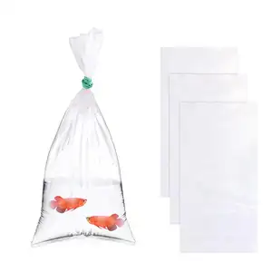 Bolsa de transporte para peces, embalaje para acuario, fondo cuadrado de PE, bolsa de pescado vivo de plástico