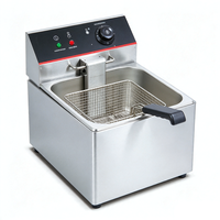 Friteuse électrique professionnelle de comptoir, 1 cuve, 1 panier, 6L, en acier inoxydable, avec contrôle de température, pour restaurant et restauration rapide