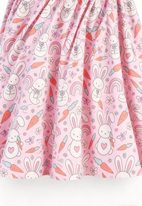 Abiti Personalizzati per Neonati e Bambini, Vestiti <span class=keywords><strong>Primaverili</strong></span> con Tasche e Motivo Coniglietto per Bambine e Ragazze - Product Image 4