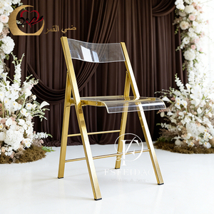 Chaise de salle à manger pliante moderne en acrylique transparent avec structure en acier inoxydable pour la maison et les appartements - Product Image 5