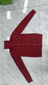 Burgundy Button Cardigan <strong>Men</strong> High Stand Collar Spring Warm Breathable <strong>Wool</strong>/Acrylic Blend Knit Sweater <strong>Coat</strong> - Product Image 5