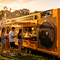 Camionnette alimentaire rétro créative style boombox, kiosque mobile radio cassette vintage en acier inoxydable