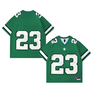 Maglia <span class=keywords><strong>Bianca</strong></span> con Numero 23 Blu, Estiva a Maniche Corte, <span class=keywords><strong>Scollo</strong></span> a <span class=keywords><strong>V</strong></span>, Vestibilità Oversize, Traspirante, Anti-Pilling, in Poliestere/Cotone - Product Image 3