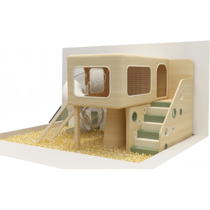 Parco <span class=keywords><strong>Giochi</strong></span> Interno in Legno <span class=keywords><strong>per</strong></span> <span class=keywords><strong>Bambini</strong></span> con Area Morbida e Scivolo, Attrezzature <span class=keywords><strong>per</strong></span> Parco <span class=keywords><strong>Giochi</strong></span> <span class=keywords><strong>per</strong></span> <span class=keywords><strong>Bambini</strong></span> e Neonati - Product Image 2