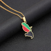 Vente chaude Non Ternir 18K Or Argent Plaqué France Martinique Carte Pendentif Collier Pour Femmes Hommes