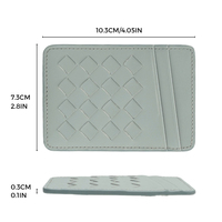 Porte-cartes en cuir véritable tissé avec logo personnalisé, ultra fin, minimaliste, blocage RFID, portefeuille de poche avant pour homme et femme