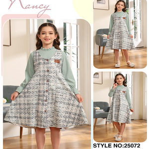 Ensemble quotidien pour fille deux pièces automne/hiver robe à fleurs douces avec vêtements pour enfants transfrontaliers de loisirs au genou - Product Image 2