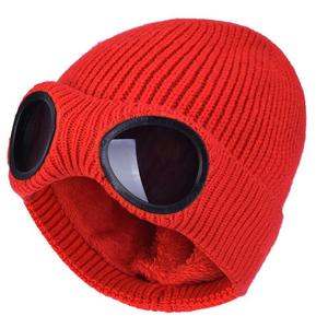 Moda <span class=keywords><strong>de</strong></span> invierno Gafas <span class=keywords><strong>de</strong></span> esquí al aire libre Goggle Beanie Knit Hat con pelusa en el interior - Product Image 1
