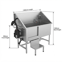 Baignoire de toilettage pour chien en acier inoxydable avec sèche-cheveux, rampe et porte coulissante - Station de lavage pour chien robuste