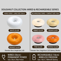 Lámpara de Pared LED Creativa de Vidrio con Interruptor Táctil, Recargable, para Sala de Estar, Dormitorio u Oficina, con Forma de Donut, Color Crema Naranja