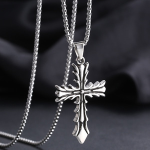 Mặt dây chuyền thánh giá ngọn lửa độc đáo phong cách Gothic, dây chuyền Hip Hop bằng thép không gỉ, trang sức thời trang dành cho nam, thích hợp làm quà tặng đính hôn - Product Image 4