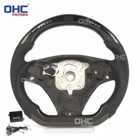 Volant en fibre de carbone véritable avec LED pour BMW E90 E93 328i 335i manuel E92 M3, ligne rouge/tricolore/tout cuir, en stock aux États-Unis