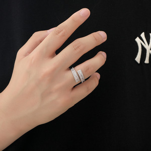 Hip Hop <b>Open</b> <b>Ring</b> Geometric Ladder Zircon <b>Ring</b> Trendy Men Hip Hop - Product Image 2