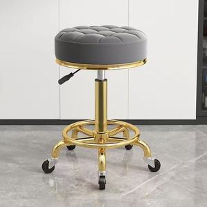 Gold Frame Barber <b>Stool</b> Hydraulic Rolling Salon Chair Adjustable Knee Pin <b>Seat</b> for Barber Shop - Product Image 5