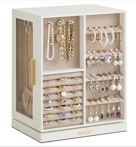 Mây trắng kính cửa sổ 360 độ xoay đồ trang sức Mới tổ chức với 5 ngăn kéo, rộng rãi, món quà tuyệt vời - Product Image 1