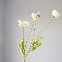 Quatre fleurs de coquelicot artificielles en tissu de soie floqué rose corail pour la maison et le salon, décorations de mariage et de paysage d'hôtel