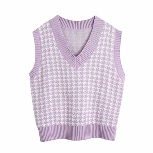 Wholesale Hot Sale <strong>Side</strong> Slit Oversized <strong>Knitted</strong> Sleeveless Sweater Women Casual Vest - Product Image 6
