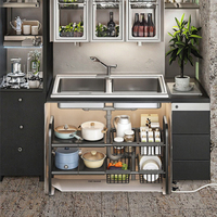 GREENSIDE Organisateur d'évier de cuisine en métal à 2 niveaux, longueur réglable, plateau de rangement extensible, support à double étage