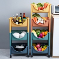 Étagère de rangement portable multi-niveaux en plastique pour jouets, à poser au sol, avec paniers à fruits et légumes