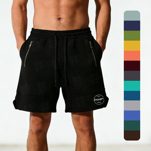 Pantalones Cortos Deportivos Personalizados con Bordado, 100% Algodón, para Hombre, con Aberturas Laterales, Cintura Elástica, para Correr al Aire Libre, Estilo Francés - Product Image 1